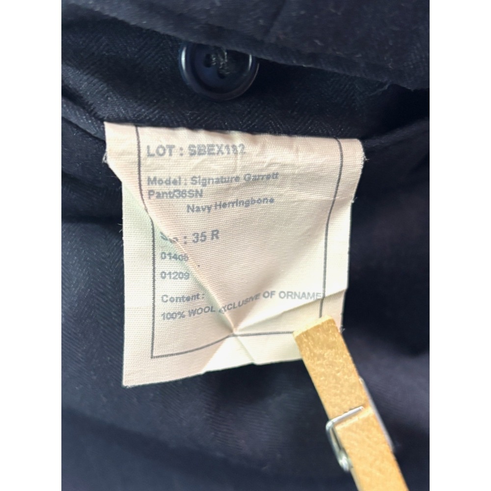 Jos A Bank 34x30 Navy Blue Herringbone Wool Dress Suit Pants Trouser Flat Front - Picture 9 of 9